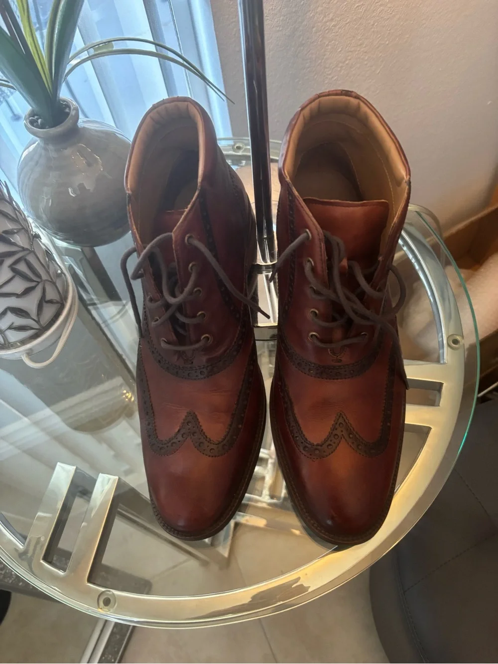 Cole Haan Men's Chestnut Brown Leather Chukka Wingtip Boots